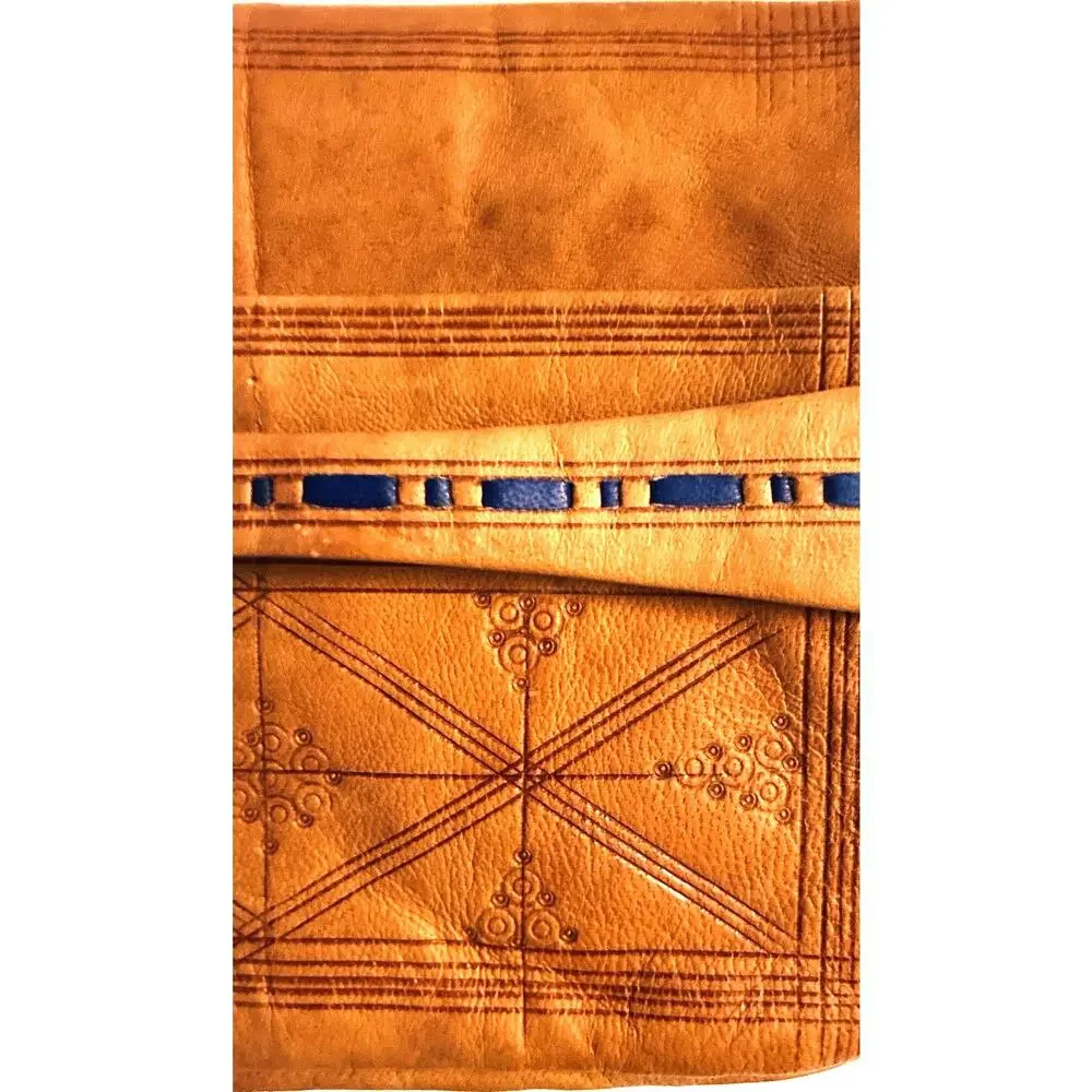 Handmade Morrocan Leather Mini Clutch Coin Purse Fold Over Tassel Toggle Closing